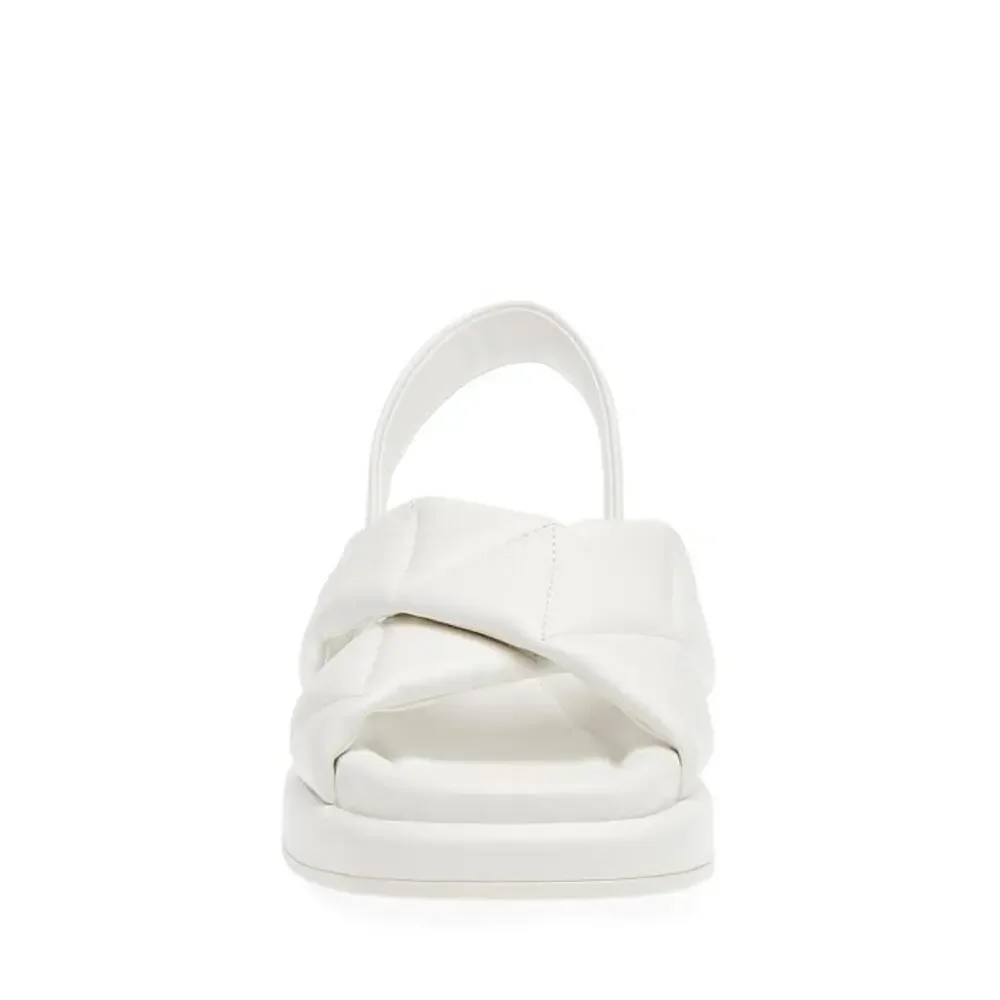 Anne Klein Air Sandals Womens 8.5 White Faux Leather Square Toe Slingback NCZ247